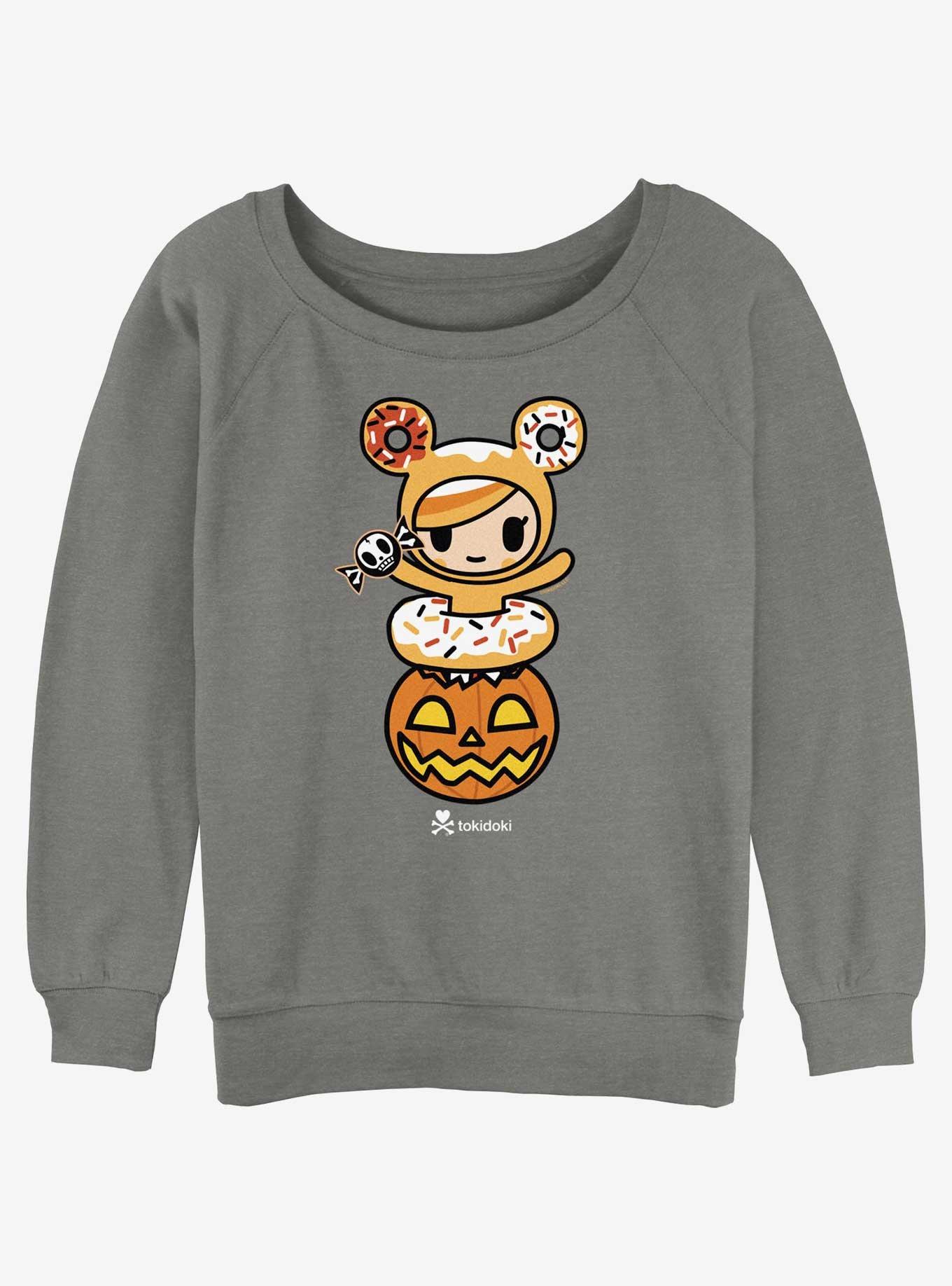 Tokidoki Donutella Pumpkin Girls Slouchy Sweatshirt, GRAY HTR, hi-res