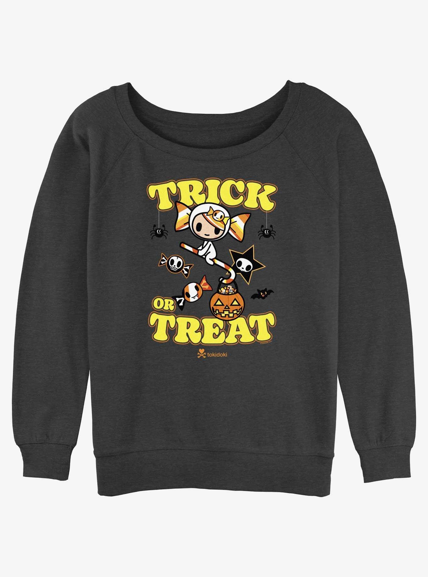 Tokidoki Trick Or Treat Caramella Girls Slouchy Sweatshirt, CHAR HTR, hi-res