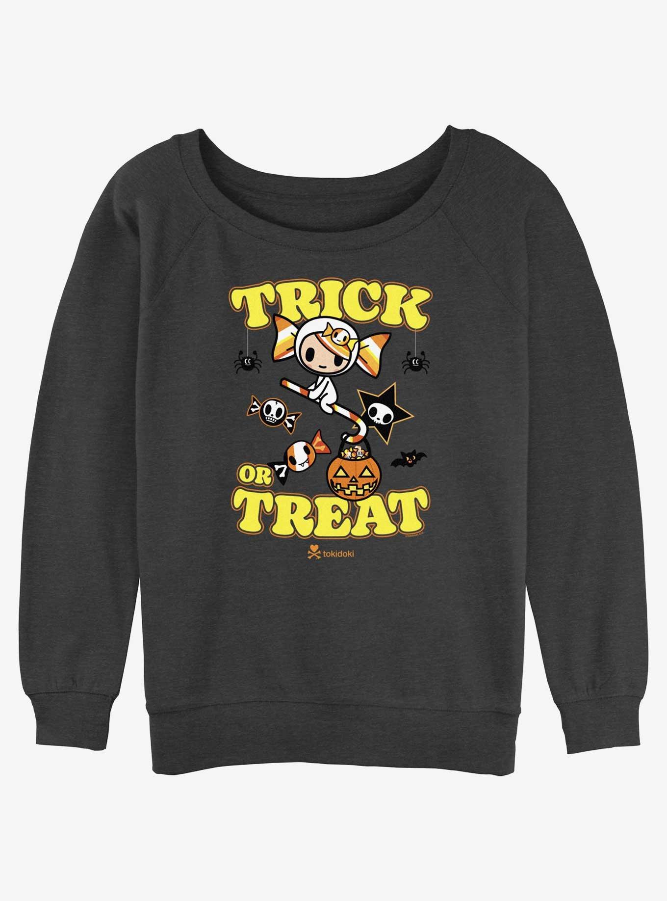 Tokidoki Trick Or Treat Caramella Girls Slouchy Sweatshirt, CHAR HTR, hi-res