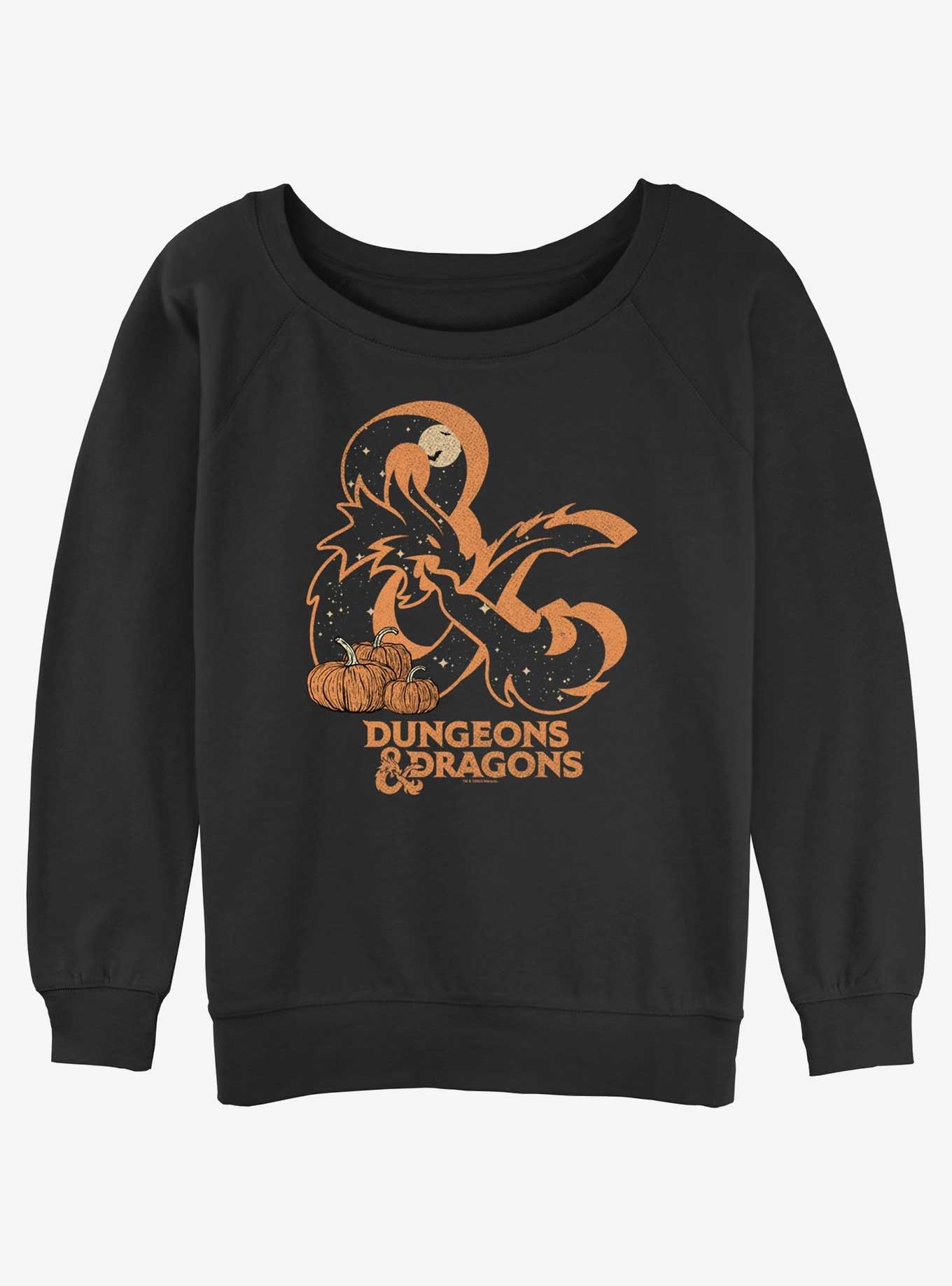 Dungeons & Dragons Halloween Fill Ampersand Girls Slouchy Sweatshirt, BLACK, hi-res