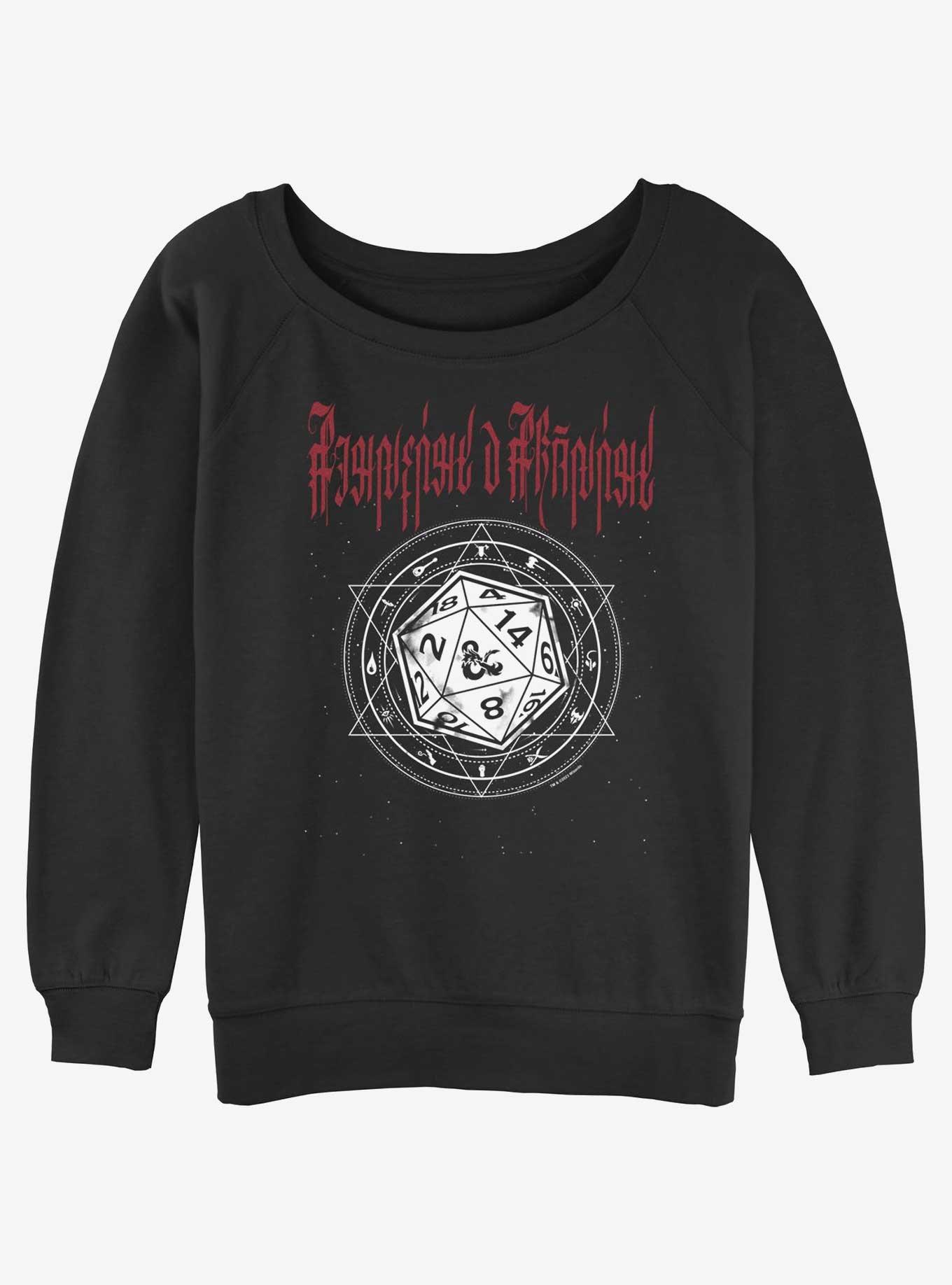 Dungeons & Dragons D20 Pentagram Girls Slouchy Sweatshirt, BLACK, hi-res