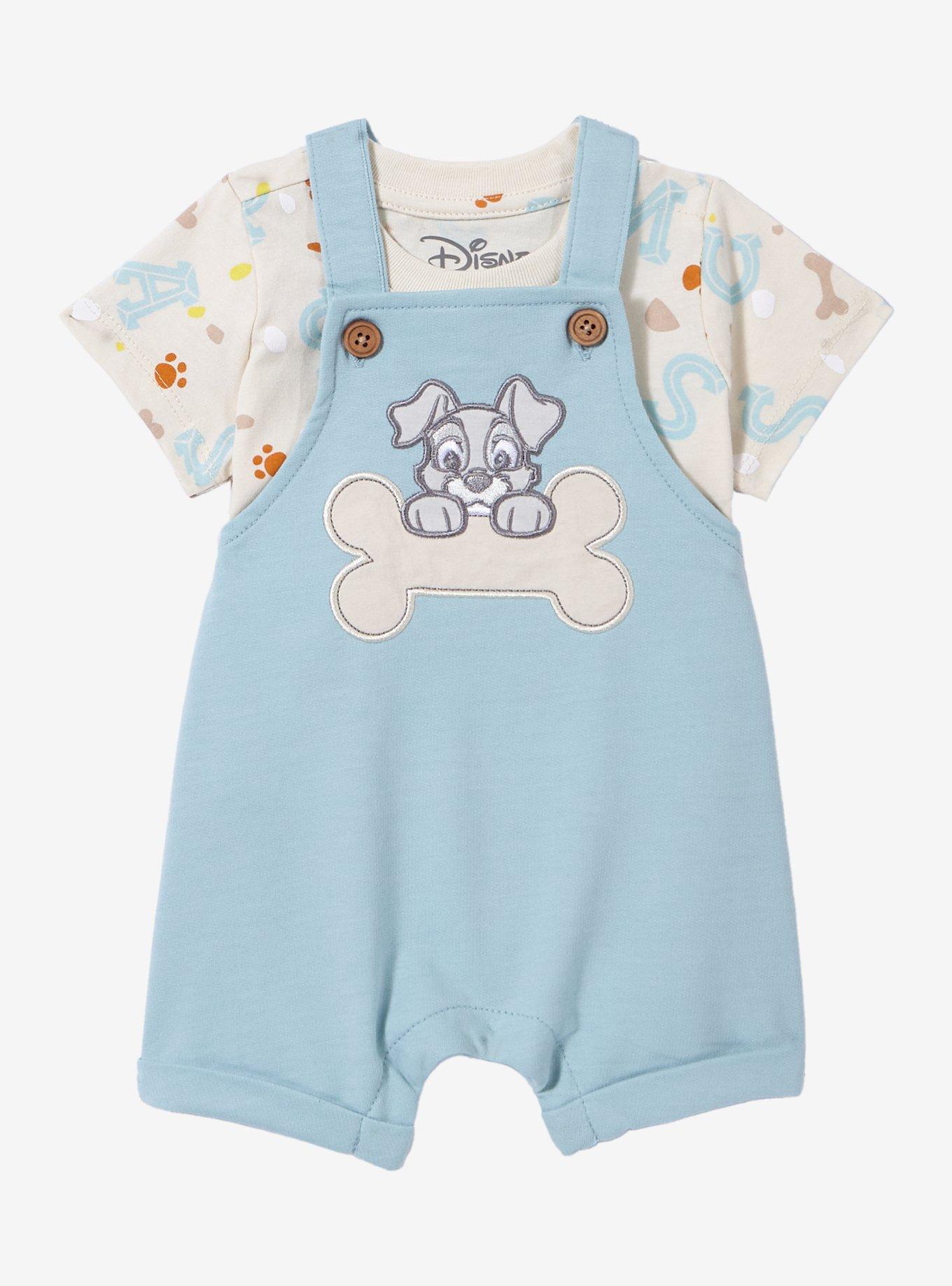 Disney Lady and the Tramp Scamp Infant T-Shirt and Overall Set - BoxLunch Exclusive, BLUE, hi-res