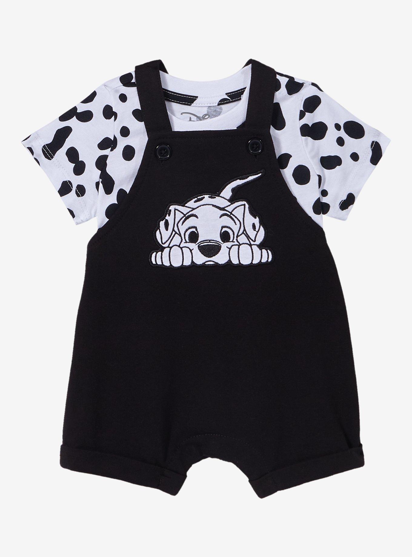 Disney 101 Dalmatians Infant T-Shirt and Overall Set — BoxLunch Exclusive, BLACK AND WHITE DOT, hi-res