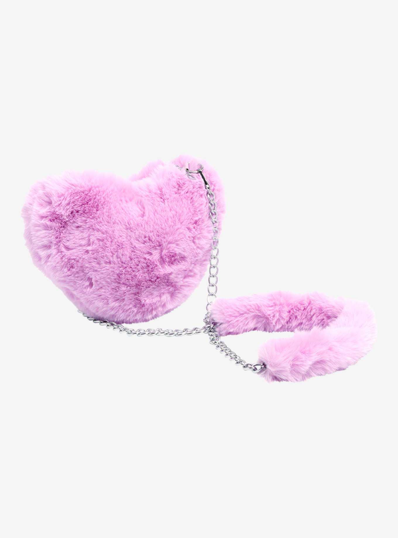 Lavender Heart Faux Fur Crossbody Bag, , hi-res