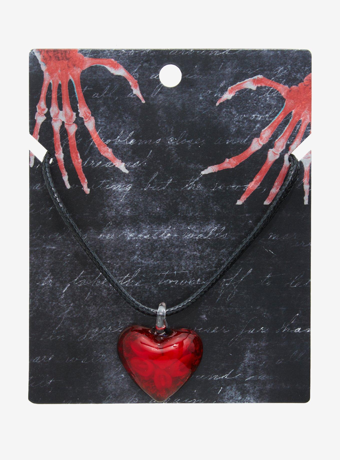 Glitter Red Heart Cord Necklace, , hi-res