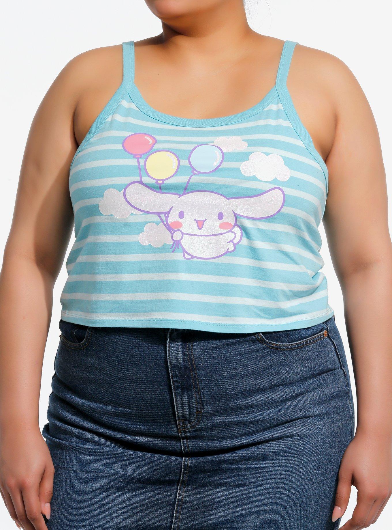 Cinnamoroll Glitter Striped Girls Crop Tank Top Plus Size, MULTI, hi-res