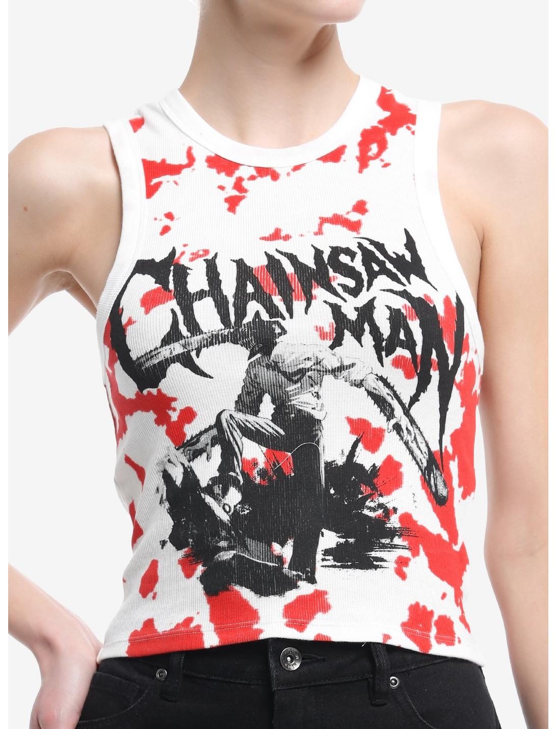 Chainsaw Man Blood Ribbed Girls Tank Top, RED, hi-res