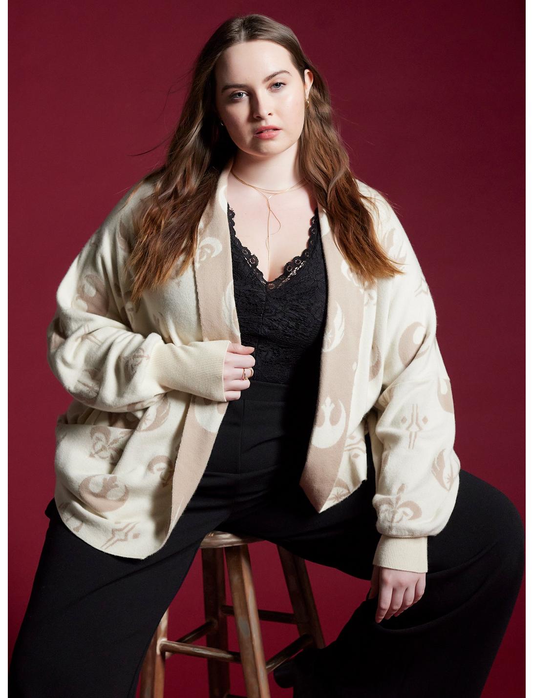 Her Universe Star Wars Icons Cardigan Plus Size Her Universe Exclusive, IVORY  GOLD, hi-res