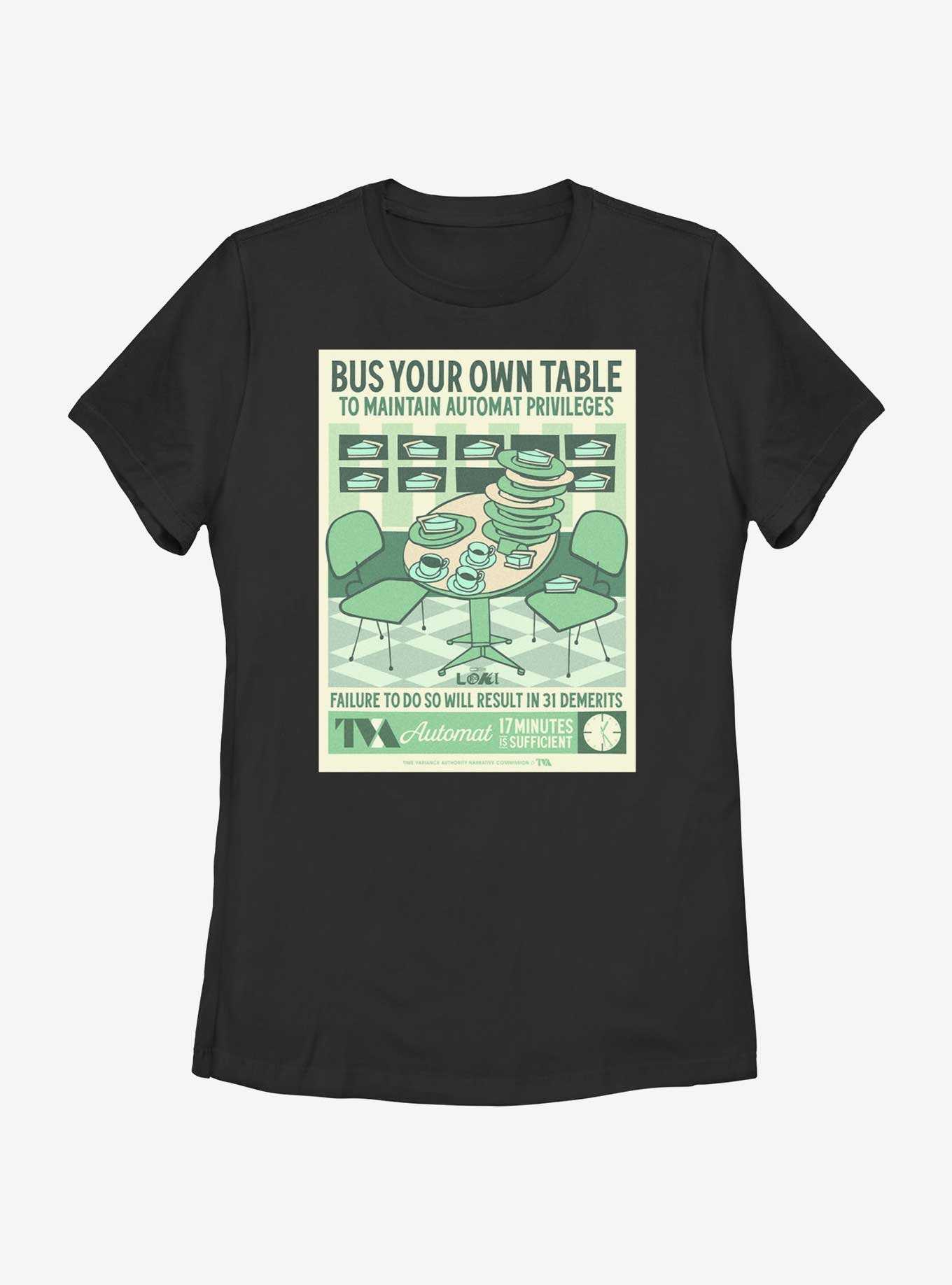 Marvel Loki Bus Your Own Table Poster Womens T-Shirt, , hi-res