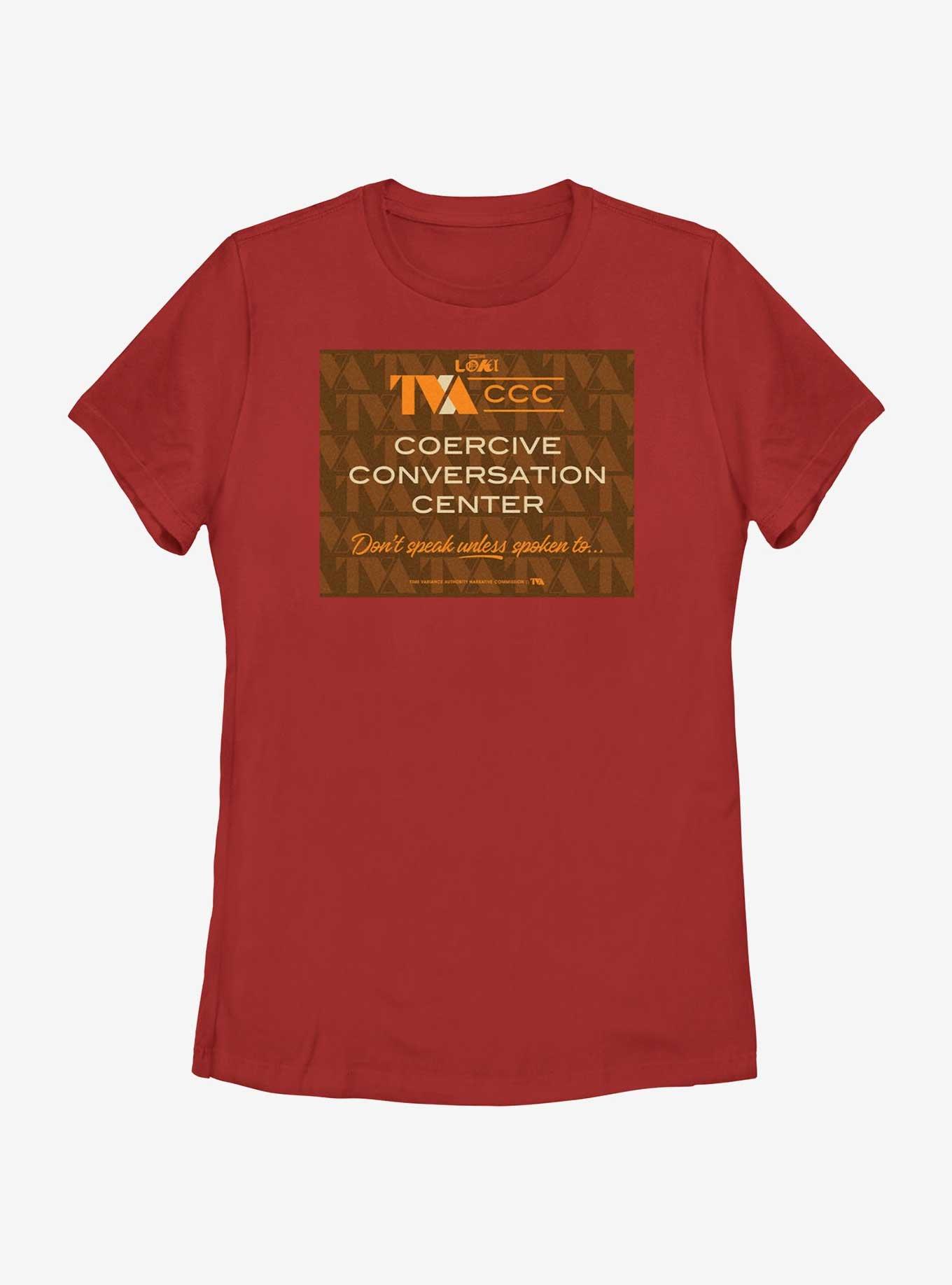 Marvel Loki Coercive Conversation Center Womens T-Shirt, RED, hi-res