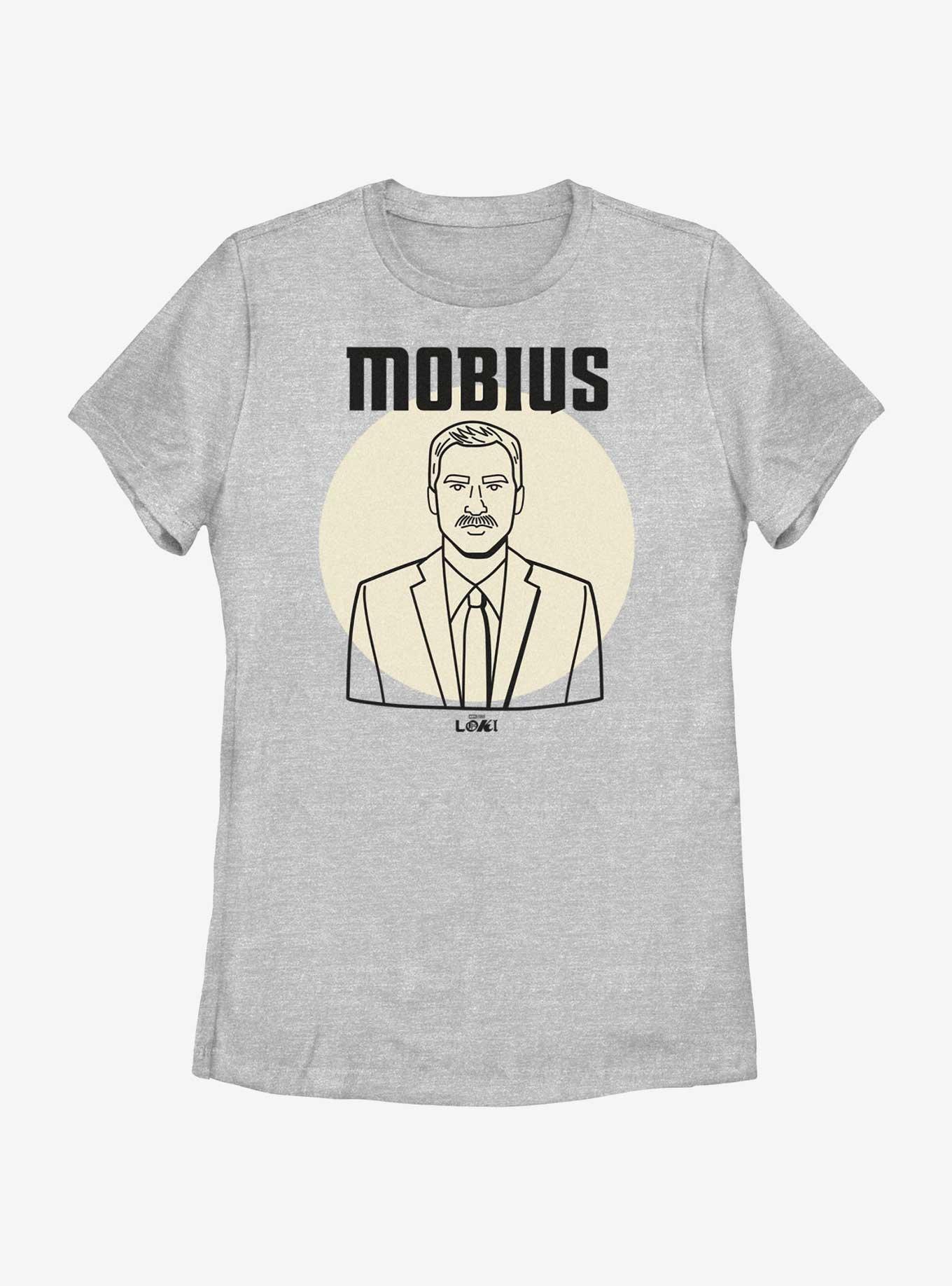 Marvel Loki Line Drawing Mobius Portrait Womens T-Shirt, ATH HTR, hi-res