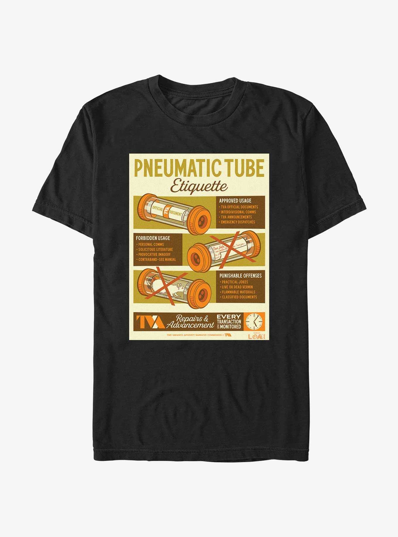 Marvel Loki Pneumatic Tube Infographic Poster T-Shirt, , hi-res