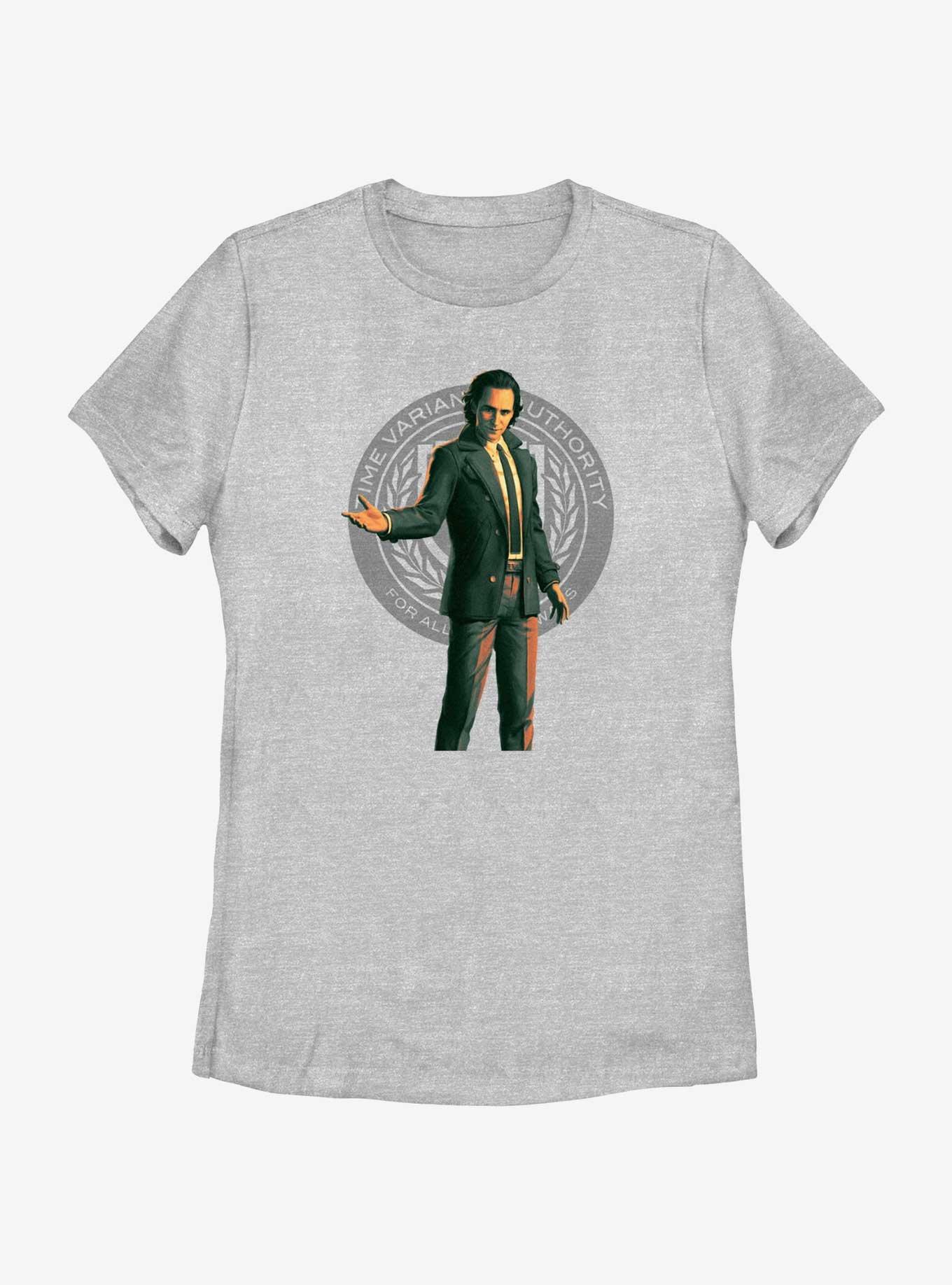 Marvel Loki Time Variant Authority Badge Womens T-Shirt, ATH HTR, hi-res