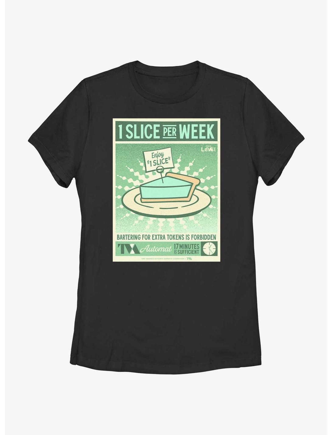 Marvel Loki 1 Slice Per Week Poster Womens T-Shirt, BLACK, hi-res