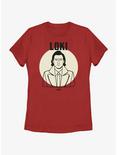 Marvel Loki Line Drawing Loki Portrait Womens T-Shirt, RED, hi-res