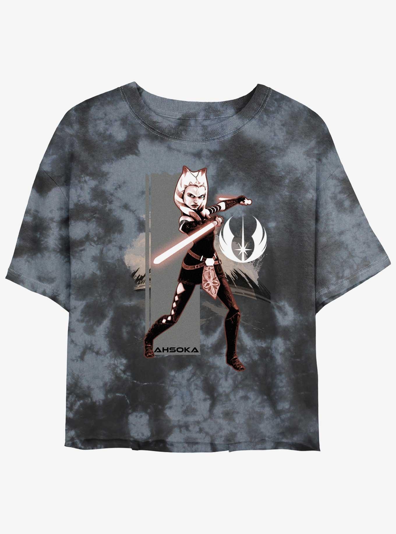 Star Wars Ahsoka Grey Jedi Tie-Dye Girls Crop T-Shirt, , hi-res