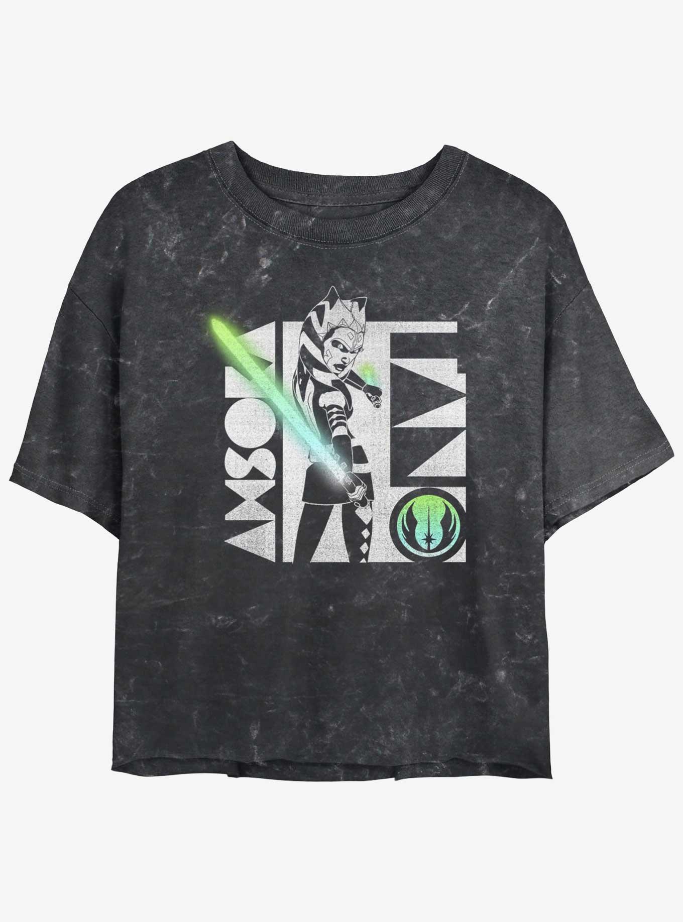 Star Wars: Clone Wars Ahsoka Light Saber Mineral Wash Girls Crop T-Shirt, , hi-res