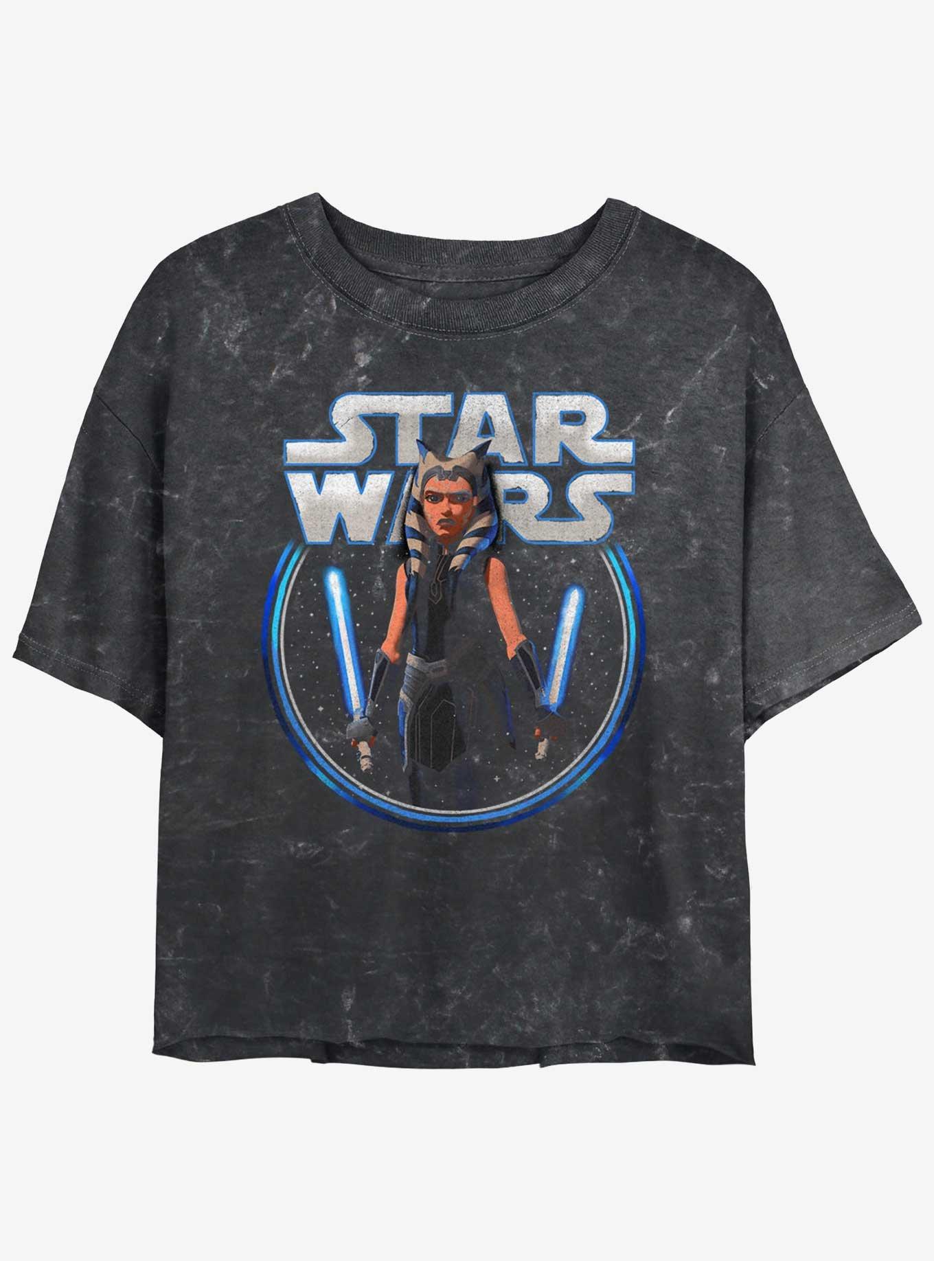 Star Wars: Clone Wars Ahsoka Stars Mineral Wash Girls Crop T-Shirt, , hi-res