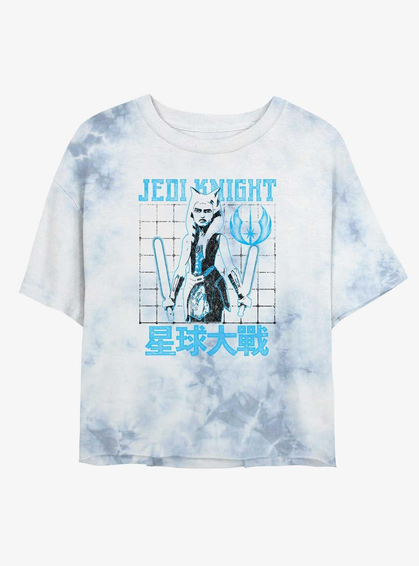 Star Wars: The Clone Wars Jedi Knight Tie-Dye Girls Crop T-Shirt, WHITEBLUE, hi-res