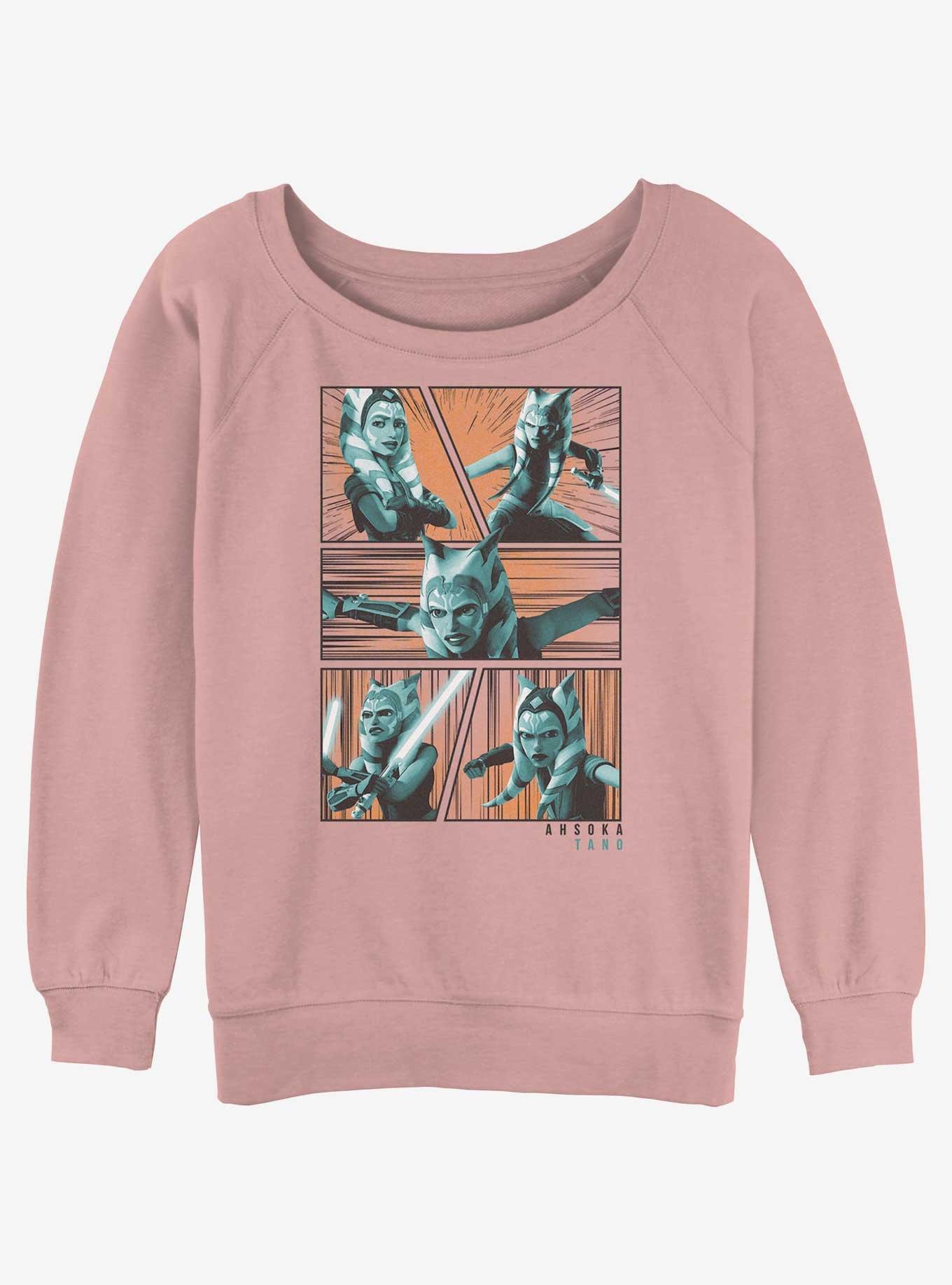 Star Wars The Clone Wars Ahsoka Panels Girls Slouchy Sweatshirt, DESERTPNK, hi-res