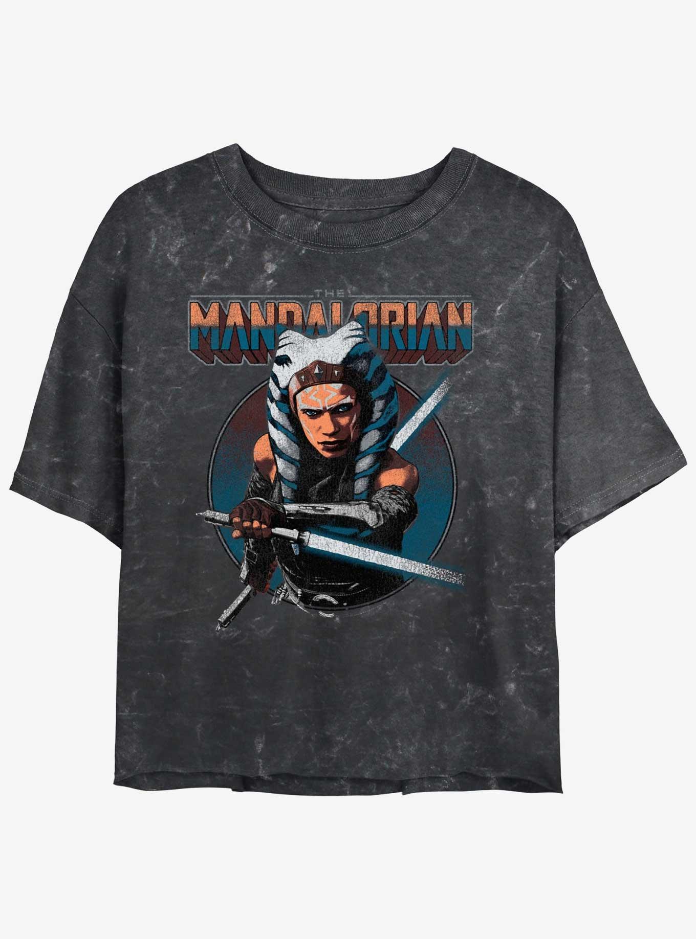 Star Wars The Mandalorian Ahsoka Circle Mineral Wash Girls Crop T-Shirt, , hi-res