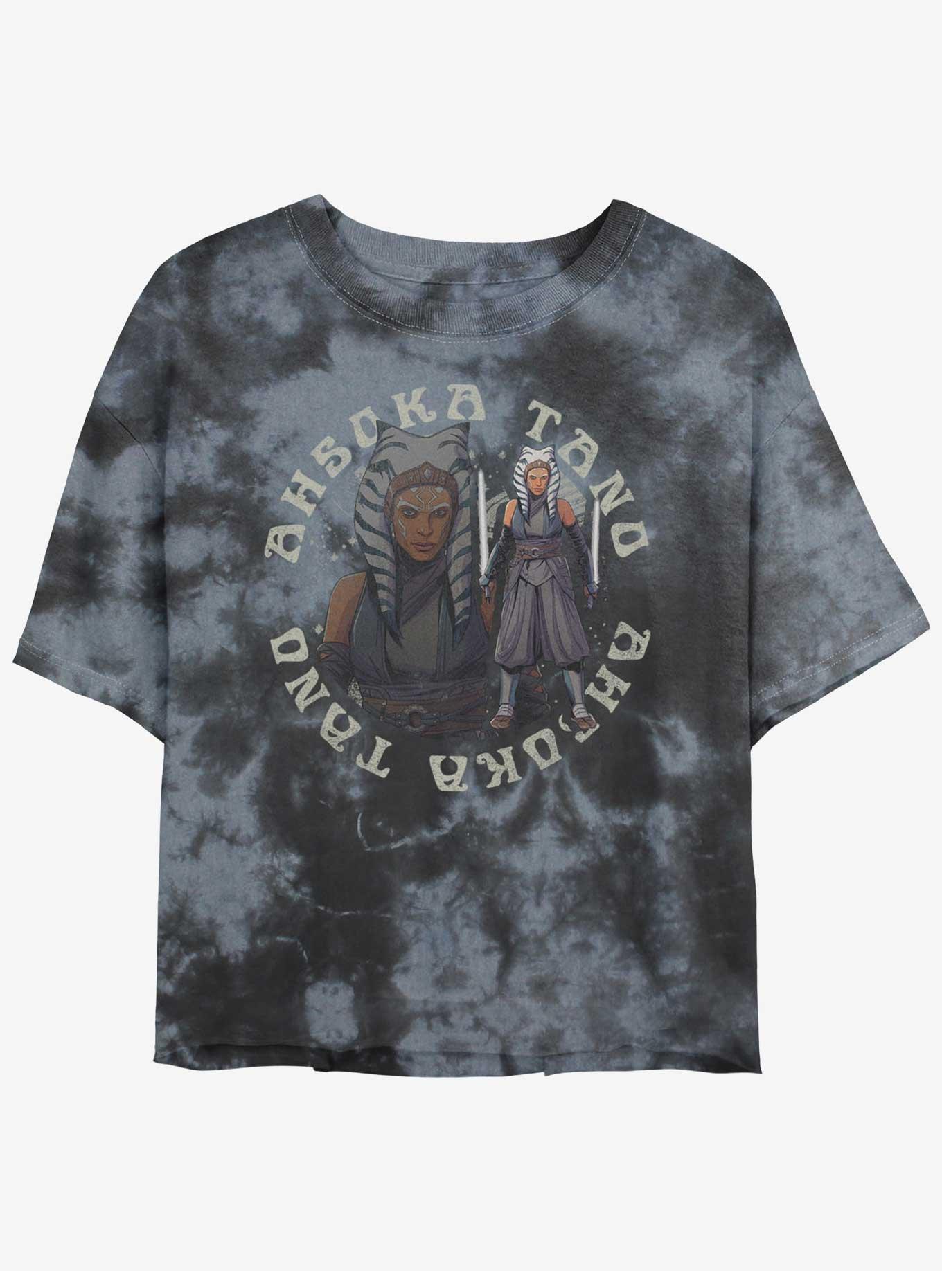 Star Wars The Mandalorian Ahsoka Tano Tie-Dye Girls Crop T-Shirt, BLKCHAR, hi-res