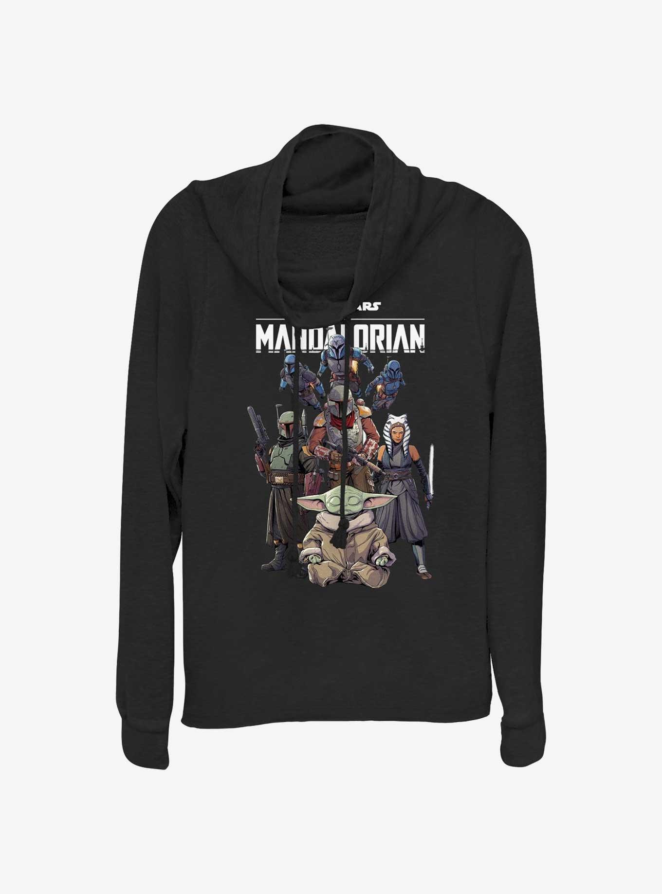 Star Wars The Mandalorian Grogu Protection Squad Cowl Neck Long-Sleeve Top, BLACK, hi-res