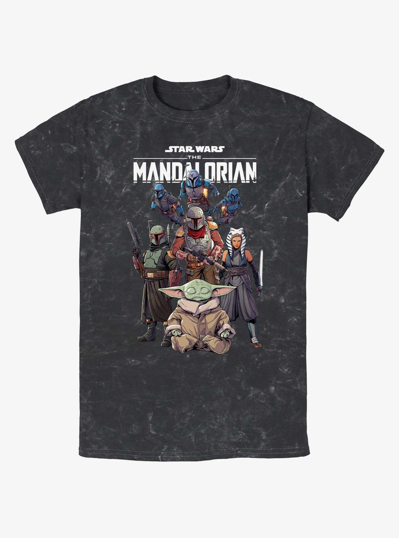 Star Wars The Mandalorian Grogu Protection Squad Mineral Wash T-Shirt, BLACK, hi-res