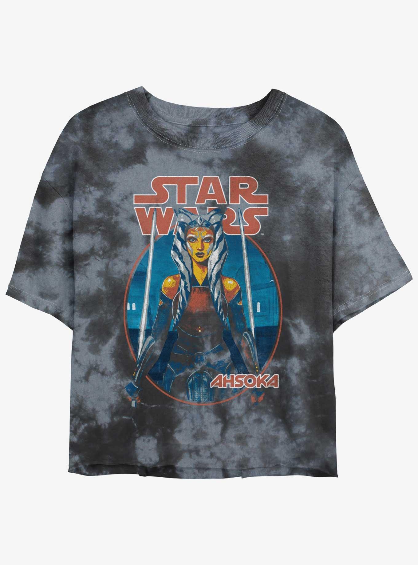 Star Wars Ahsoka Battle Ready Tie-Dye Girls Crop T-Shirt