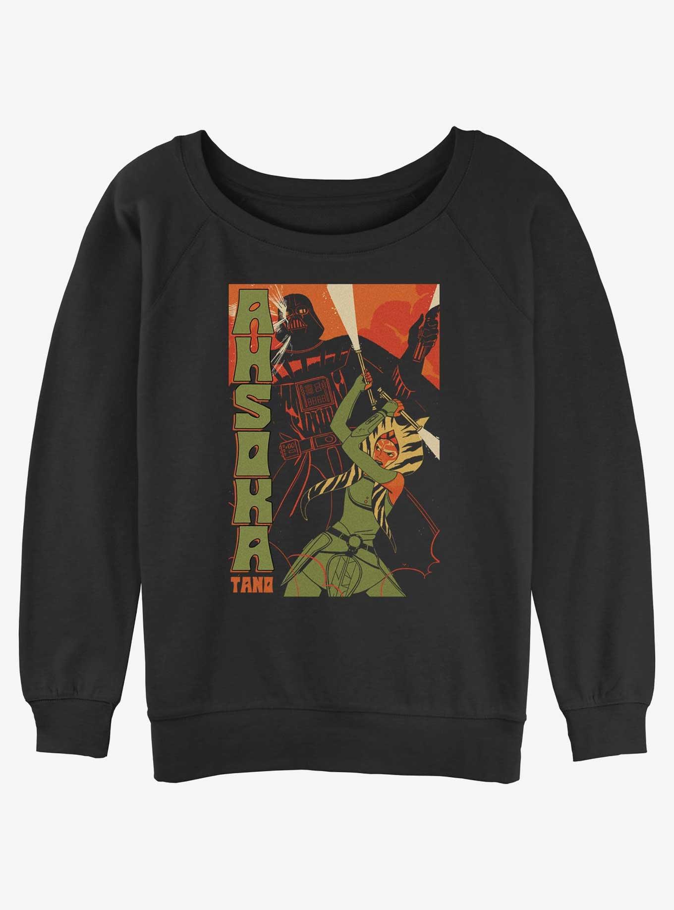 Star Wars Ahsoka Darth Vader Comic Style Battle Girls Slouchy Sweatshirt, , hi-res