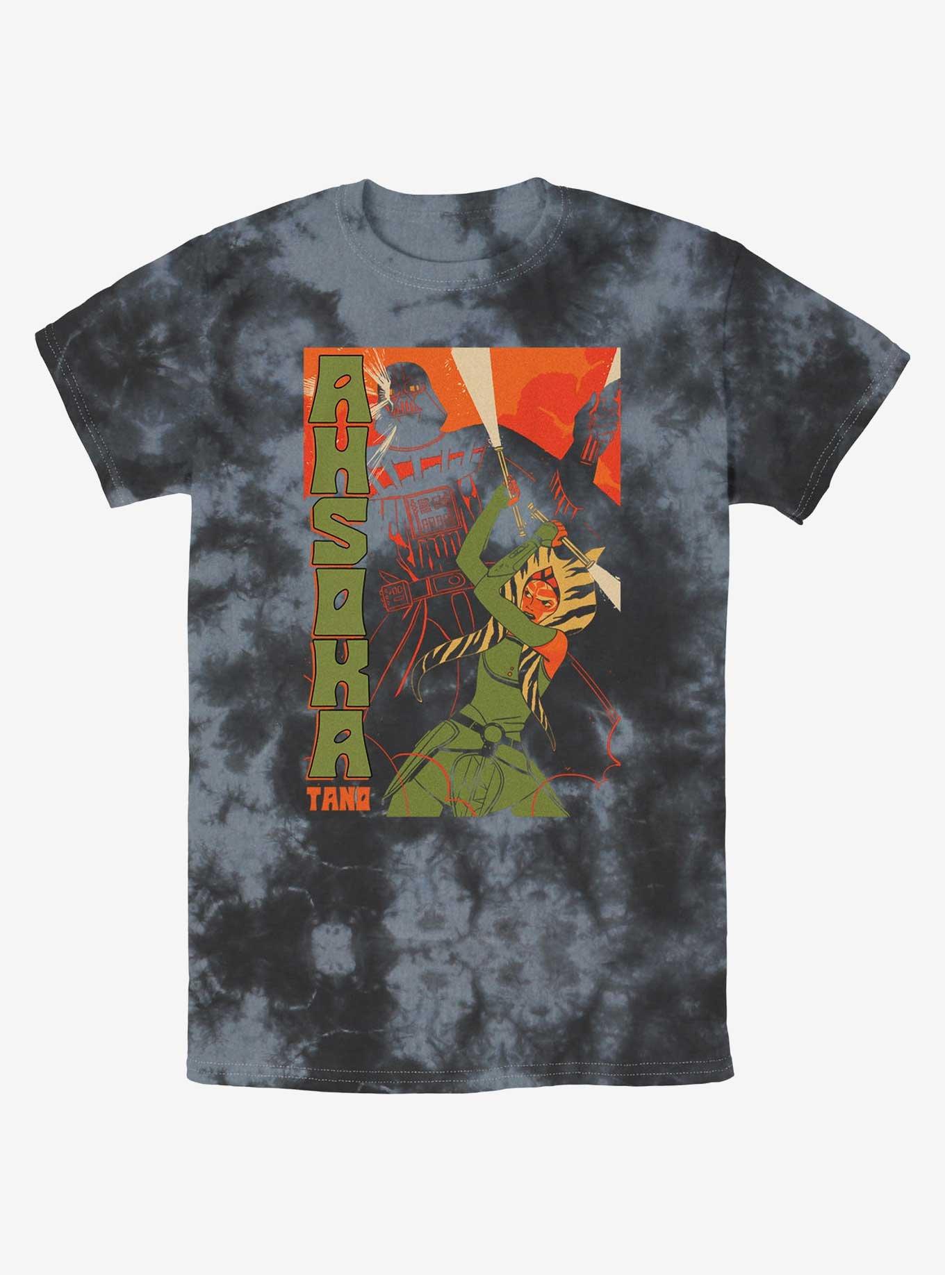 Star Wars Ahsoka Darth Vader Comic Style Battle Tie-Dye T-Shirt, BLKCHAR, hi-res