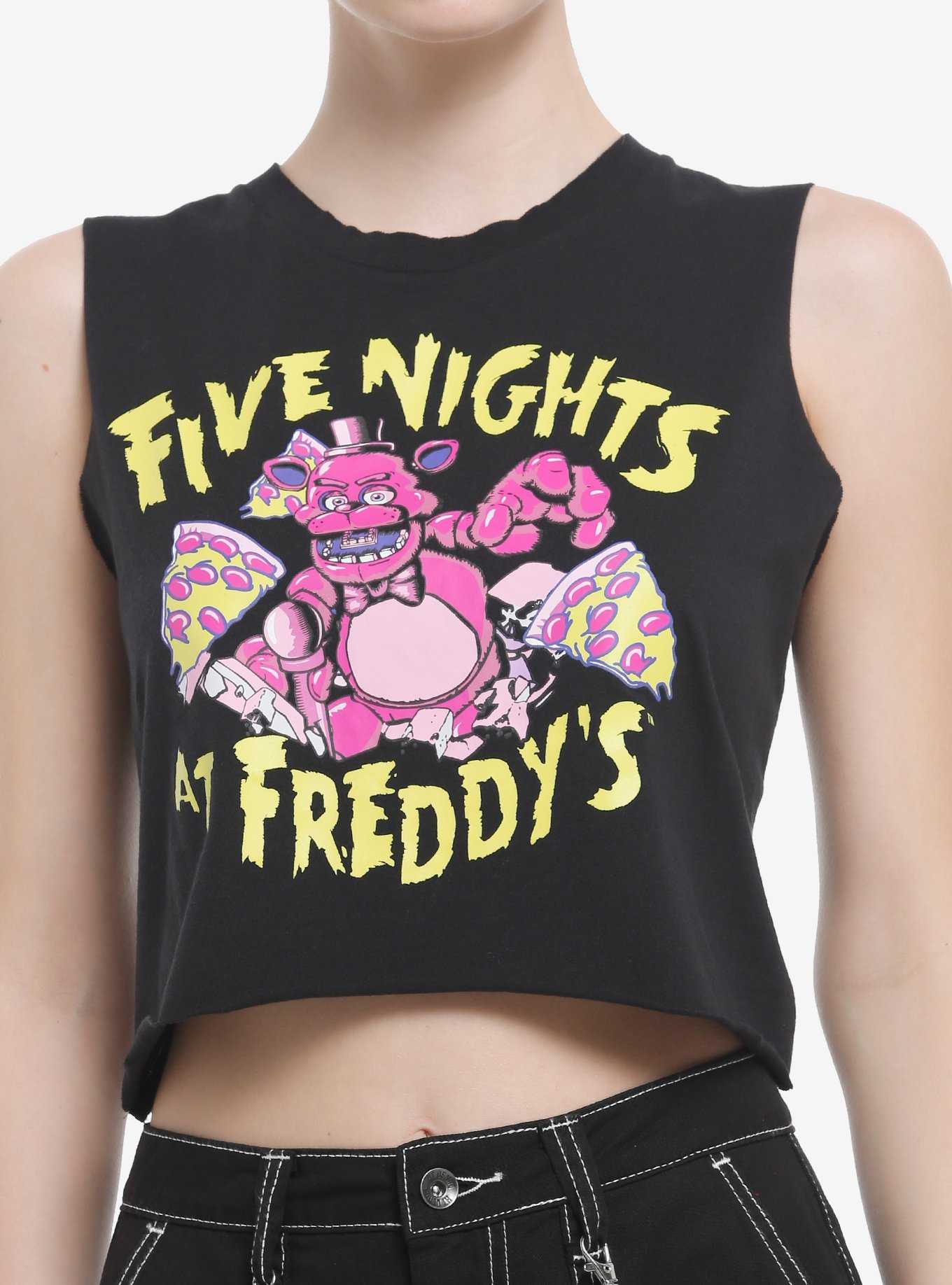 Five Nights At Freddy's Pizza Girls Crop Muscle Tank Top, , hi-res