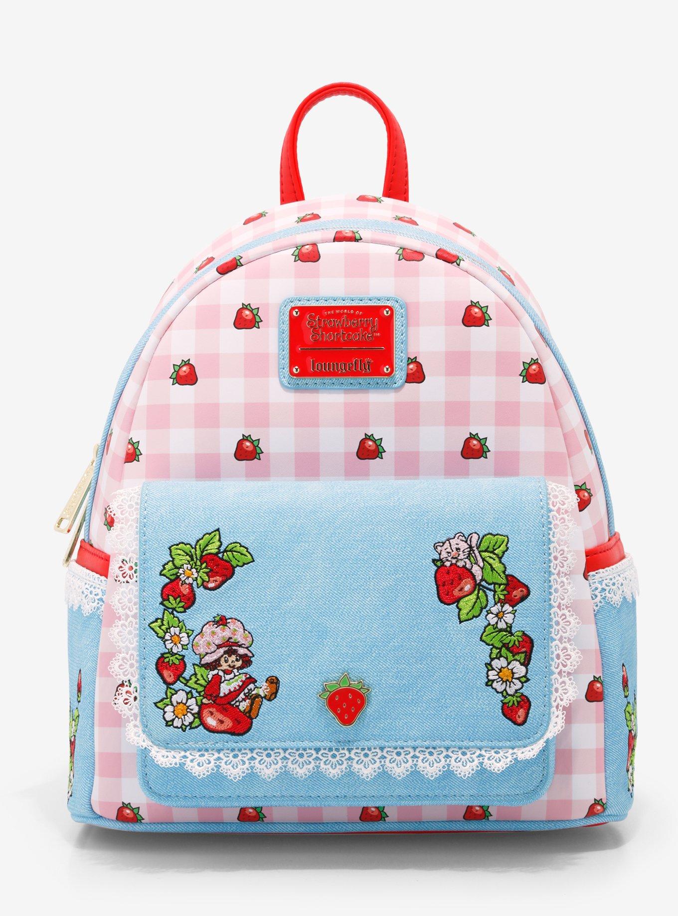 Loungefly Strawberry Shortcake Gingham Denim Mini Backpack, , hi-res