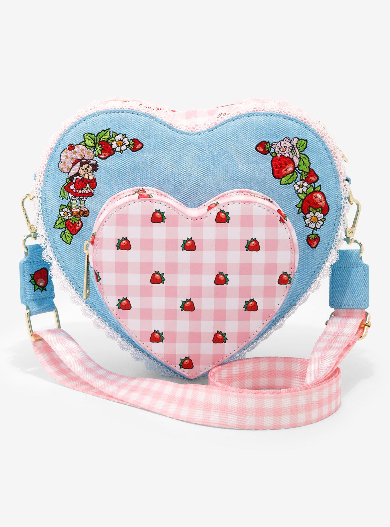 Loungefly Strawberry Shortcake Gingham Denim Heart Scented Crossbody