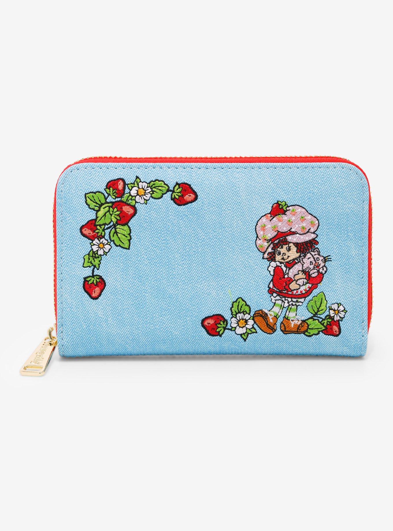 Loungefly Strawberry Shortcake Gingham Denim Zipper Wallet, , hi-res