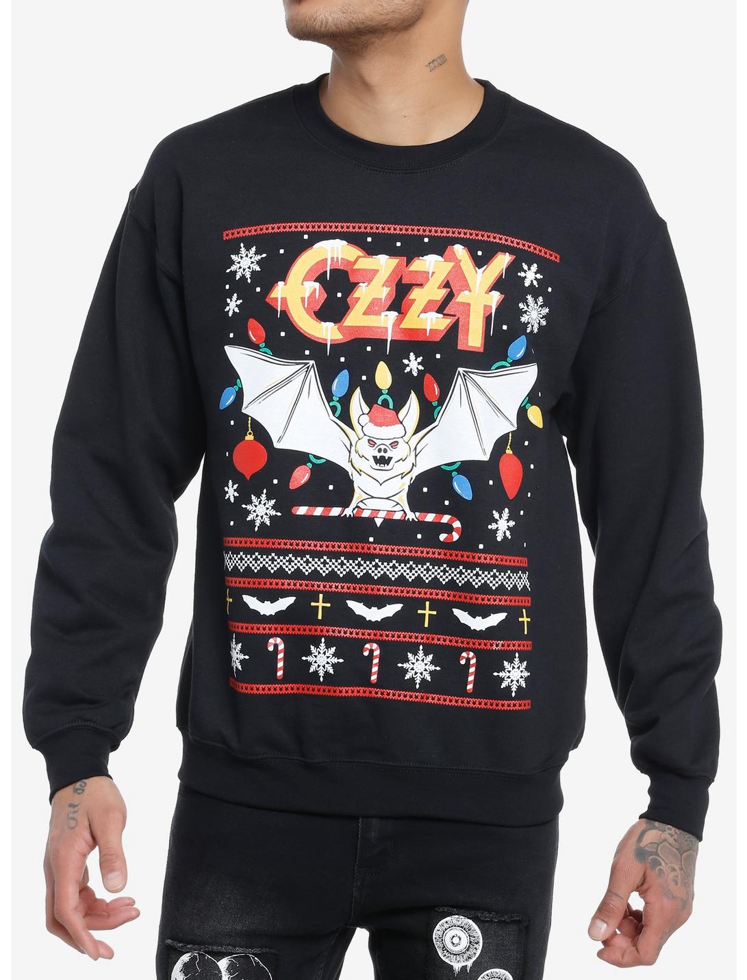 Ozzy Osbourne Bat Fair Isle Holiday Sweater, BLACK, hi-res