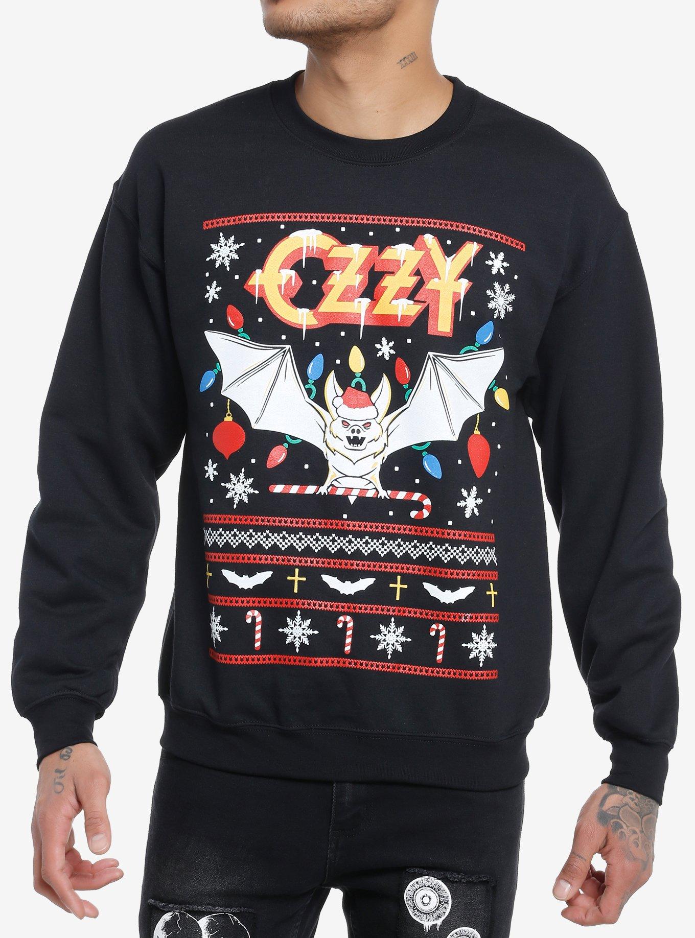 Ozzy Osbourne Bat Fair Isle Holiday Sweater, BLACK, hi-res