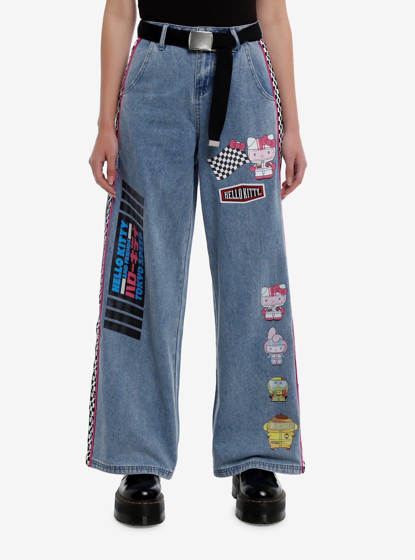 Hot Topic Hello Kitty And Friends Racing Team Wide Leg Girls Jeans