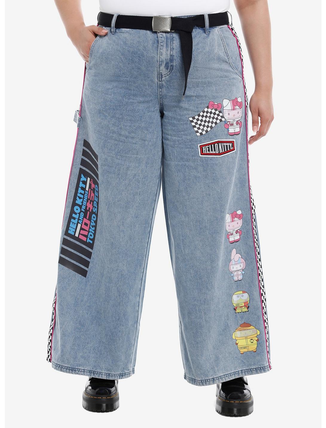 Hello Kitty And Friends Racing Team Wide Leg Girls Jeans Plus Size, MULTI, hi-res