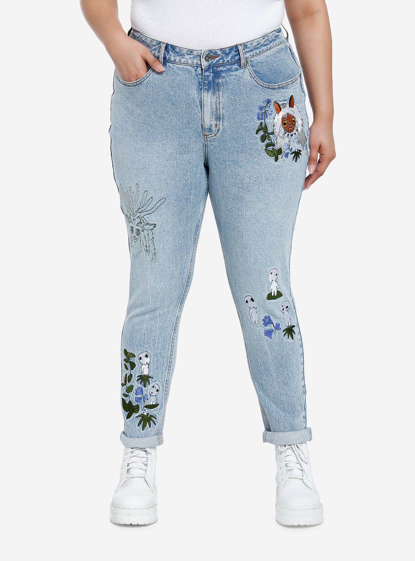 Embroidered plus hot sale size jeans