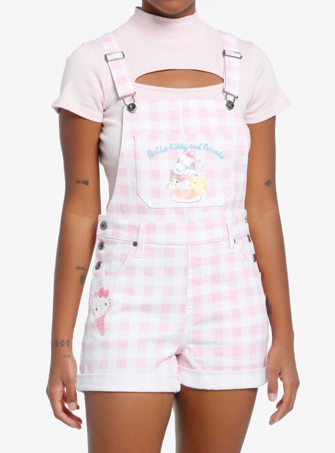Hello Kitty And Friends Ice Cream Gingham Shortalls, , hi-res