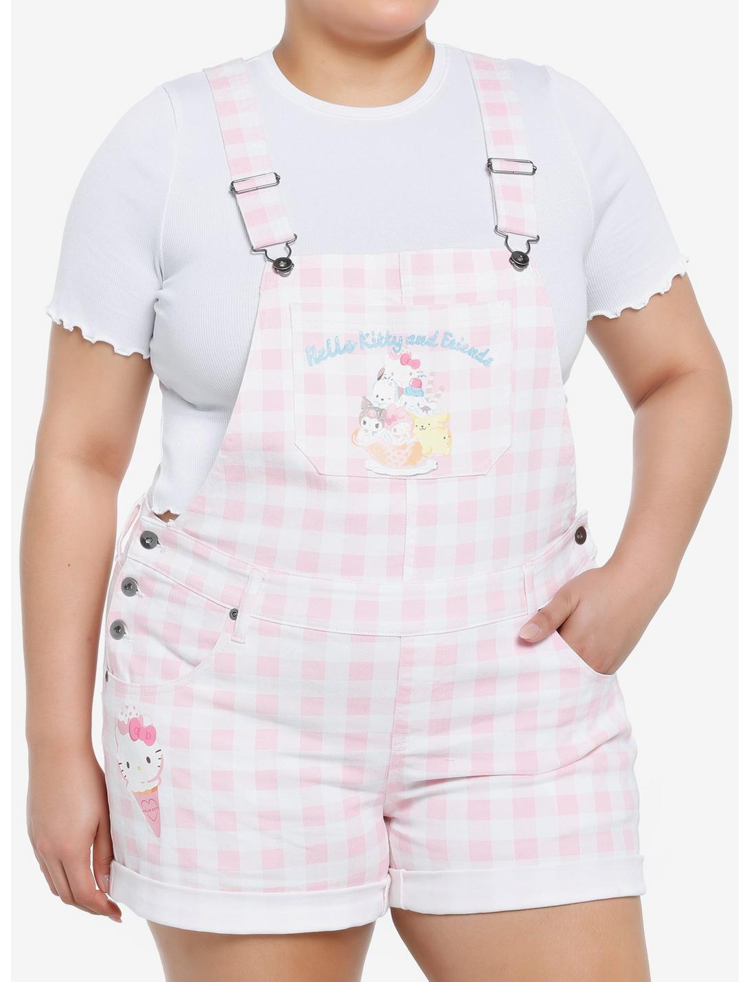 Hello Kitty And Friends Ice Cream Gingham Shortalls Plus Size, MULTI, hi-res