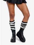 Black & Cream Stripe Slouchy Knee-High Socks, , hi-res