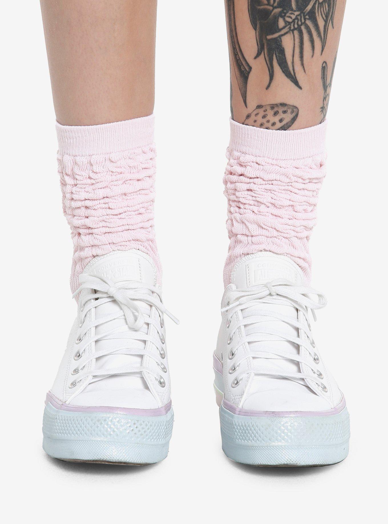 Knee high hotsell pink converse