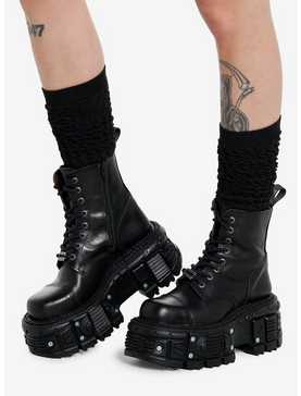 Black Slouchy Knee-High Socks, , hi-res