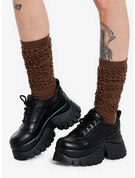 Brown Slouchy Knee-High Socks, , hi-res