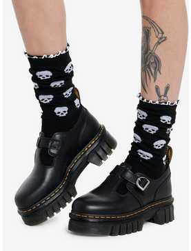 Black Skull Slouchy Knee-High Socks, , hi-res