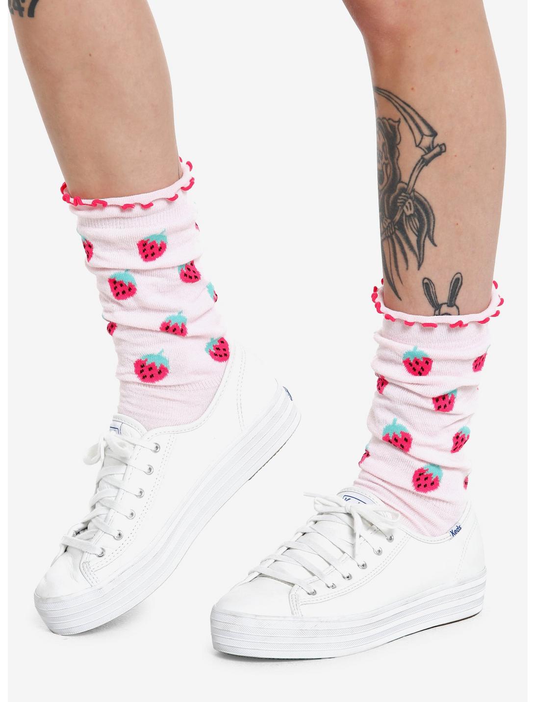 Strawberry Slouchy Knee-High Socks, , hi-res