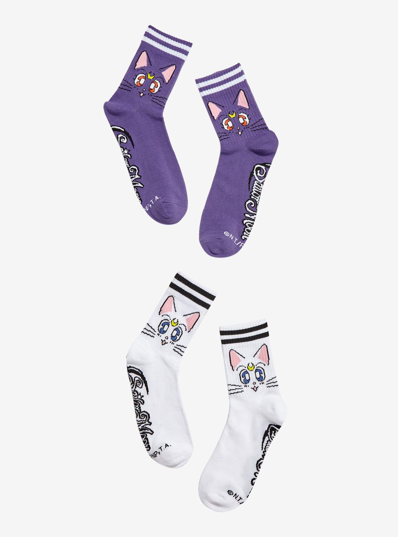 Pretty Guardian Sailor Moon Luna & Artemis Varsity Ankle Socks 2 Pair, , hi-res