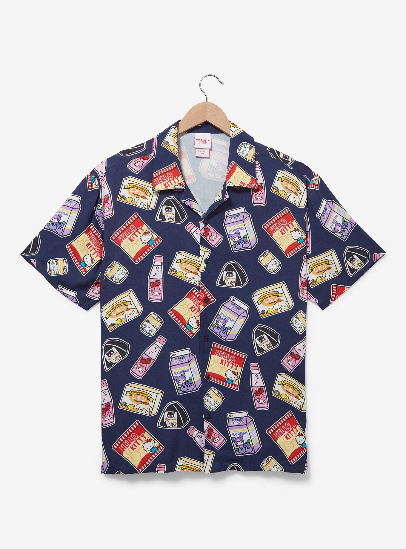 Sanrio Hello Kitty and Friends Kawaii Mart Allover Print Woven Shirt — BoxLunch Exclusive, NAVY, hi-res